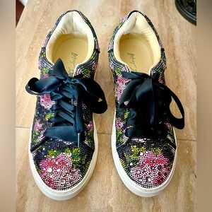 Unique Betsy Johnson Sidny floral sequined platform  sneaker